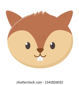 cute squirrel head autumn on white background vector illustration