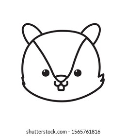cute squirrel head cartoon icon on white background vector illustration thick line