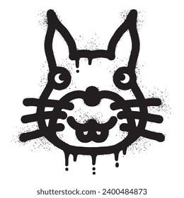 Cute squirrel head, graffiti with black spray paint