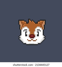 cute squirrel head in pixel style