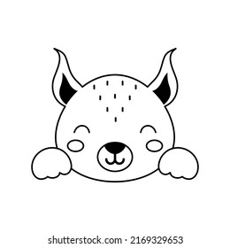 Cabeza de ardilla fina al estilo escandinavo. Cara animal para camisetas para niños, ropa, decoración infantil, tarjetas de felicitación, invitaciones, afiche, interior de la casa. Ilustración de material vectorial