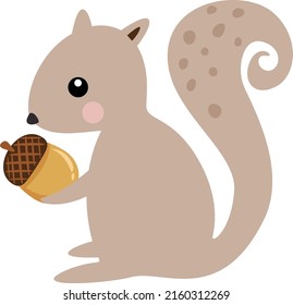 Cute squirrel holding an acorn
