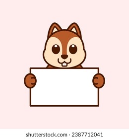 Cute Squirrel Holding a Blank Sign