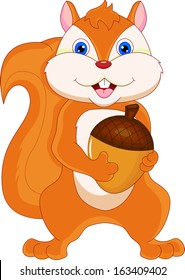 cute squirrel holding nut