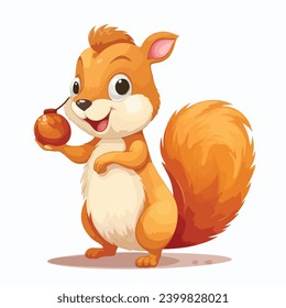 A Cute Squirrel Holding Nut