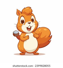 A Cute Squirrel Holding Nut