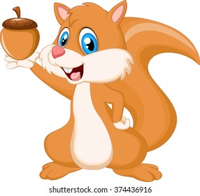 Cute squirrel holding nut