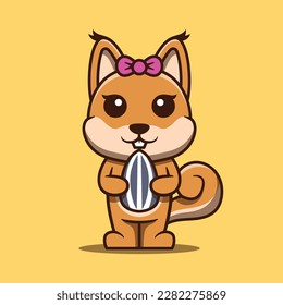 Cute-Eichhörnchen, die eine Vektorgrafik-Illustration mit Sonnenblumen tragen