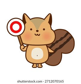 Esquilo bonito segurando uma ilustração vetor de cartão sim