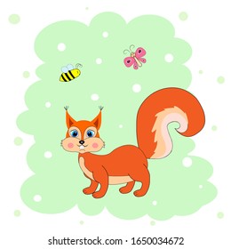 cute squirrel illustration vector nursery