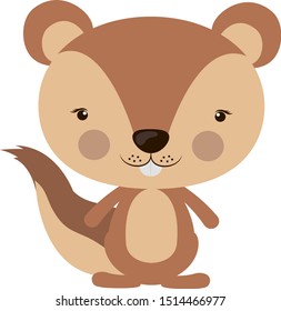 Cute squirrel, illustration, vector on white background.