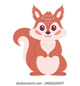 Cute squirrel, isolated on white background, vector illustration