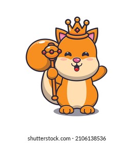 Cute squirrel king cartoon vector illustration