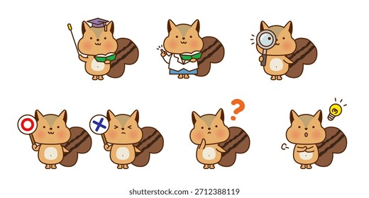 Cute Squirrel Learning Educação Conjunto de Vetor de Caracteres