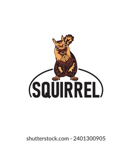 cute squirrel logo emblem drawing