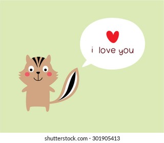 cute squirrel i love you card