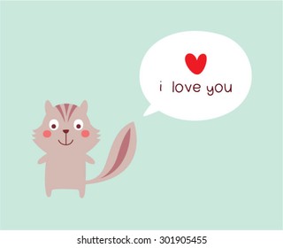 cute squirrel i love you card