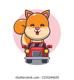 cute squirrel mascot cartoon character ride on car