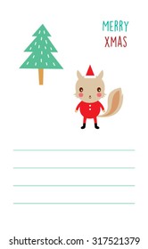 cute squirrel merry Christmas greeting card