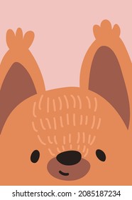 Ardilla fina. Buen animal. Imprimir para carteles, tarjetas, ropa, tarjeta de saludo, libros, pegatinas o decoración. Ilustración de dibujos animados. 