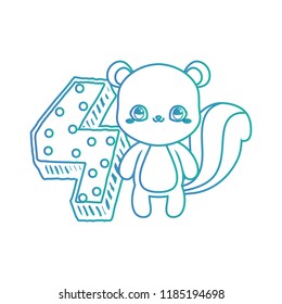 cute squirrel with number four decoration
