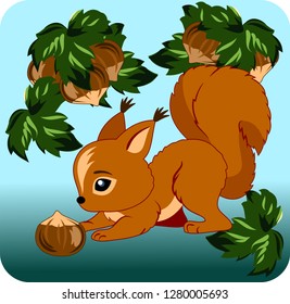cute squirrel with a nut