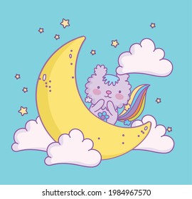 cute squirrel on moon cartoon