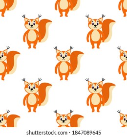 Cute squirrel on a white background. Wild forest animals in flat style. Cartoon mammals for web pages.
Stock vector illustration for decor, design, baby textiles and
wallpaper