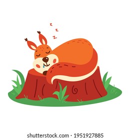 Ardilla fina sobre fondo blanco. Ilustración vectorial.