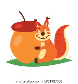 Cute squirrel on a white background. Vector illustration.