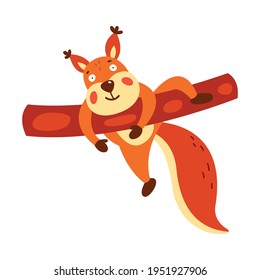 Cute squirrel on a white background. Vector illustration.