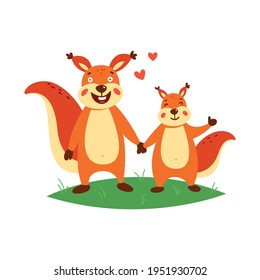 Cute squirrel on a white background. Vector illustration.