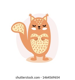 Cute squirrel on white background.Cartoon vector illustration.