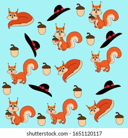 cute squirrel pattern illustration vector
