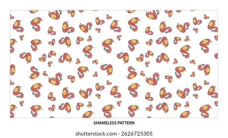 Cute Squirrel Pattern on White Backdrop Autumn Forest Theme
