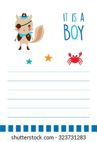 cute squirrel pirate it is a boy announcement card