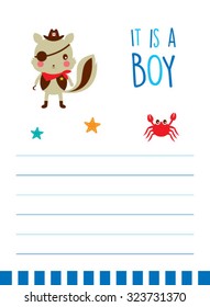 cute squirrel pirate it is a boy announcement card