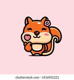 cute squirrel posing finger love