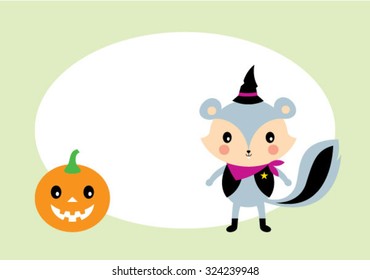 cute squirrel and pumpkin lantern halloween tag