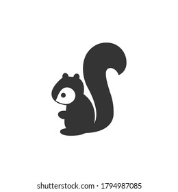 Cute squirrel silhouette icon, vector on a white background