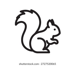 Una ardilla linda se sienta como un icono de contorno simple.