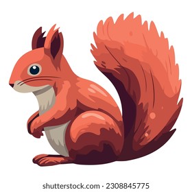 Cute squirrel sitting design over white