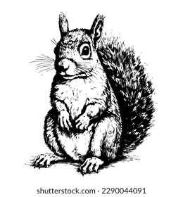 CUTE Squirrel sketch hand drawn illustration Wild animals