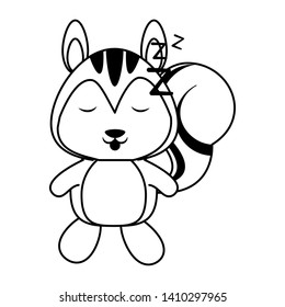 Cute squirrel sleeping animal cartoon vector illustration graphic design