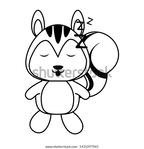 Cute Squirrel Sleeping Animal Cartoon Vector Stock Vector (Royalty Free