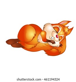 Cute squirrel sleeping. Vector illustration.