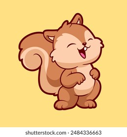 Cute Squirrel Smiling Cartoon Vector Icon Illustration. Animal Nature Icon Concept Isolated Premium Vector. Flat Cartoon Style