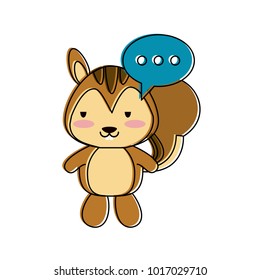 Cute squirrel with speakbox cartoon