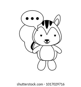 Cute squirrel with speakbox cartoon