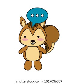 Cute squirrel with speakbox cartoon